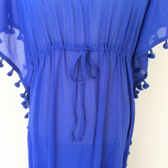 Coastal Blue Tasselled Maxi Swimsuit Coverup Size Med (8-10) NWT - Picture 6 of 11